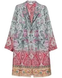 Pierre Louis Mascia - Silk Printed Single-Breasted Coat - Lyst