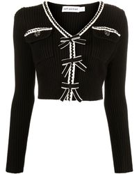 - Save 30% Womens Jumpers and knitwear Self-Portrait Jumpers and knitwear Self-Portrait Tape Knit Cardigan in Nero Black 