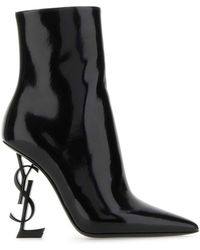 Saint Laurent - Opyum Leather Ankle Boots - Lyst