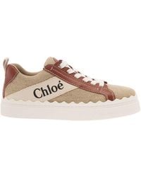 Chloé - 'Lauren' Low Top Sneakers With Logo Detail And Leather Trim - Lyst