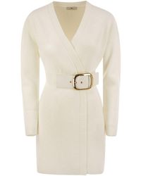 Elisabetta Franchi - Viscose Manteau Dress With Maxi Buckle - Lyst