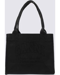 Ganni - Dark Cotton Tote Bag - Lyst