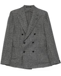 Tagliatore - Textured Double-Breasted Wool Blend Blazer - Lyst