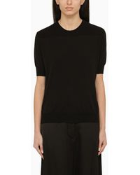 Jil Sander - Short Sleeved Black Cotton Jersey - Lyst