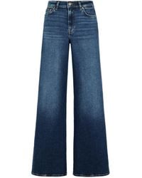 7 For All Mankind - Navy Cotton Blend Fight Jeans - Lyst