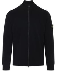 Stone Island - Full-Zip High-Neck Wool Cardigan - Lyst