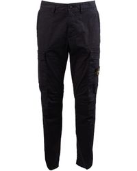 Stone Island - Blue Stretch Cotton Cargo Pants - Lyst