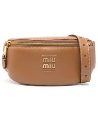 Miu Miu - Logo-Lettering Leather Belt Bag - Lyst