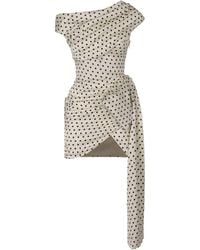 Self-Portrait - Mini Satin Dress With Polka Dots - Lyst