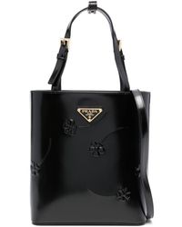Prada - Floral-embossed Leather Tote Bag - Lyst