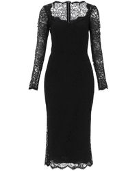 Dolce & Gabbana - Midi Dress In Floral Chantilly Lace - Lyst