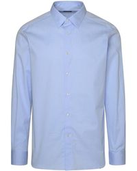 Zegna - Light Blue Strech Cotton Shirt - Lyst
