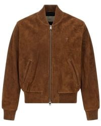 Ami Paris - Suede Bomber Jacket Puffer Jackets - Lyst