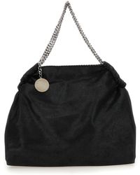 Stella McCartney - Shoulder Bag With Diamond-Like Chain And Logo Charm On The Front - Lyst