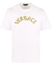 Versace - Logo Embroidery Cotton T-shirt - Lyst