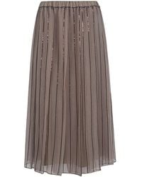 Brunello Cucinelli - Silk Midi Skirt - Lyst