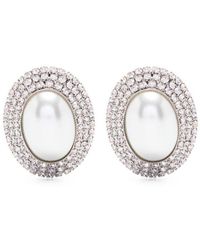 Alessandra Rich - Oval Crystal Earrings - Lyst
