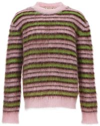 Marni - Striped Mohair And Wool Pullover - Lyst