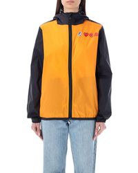 COMME DES GARÇONS PLAY - Bicolor Waterproof Zip Jacket With Hood - Lyst