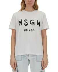 MSGM - T-Shirt Con Logo - Lyst
