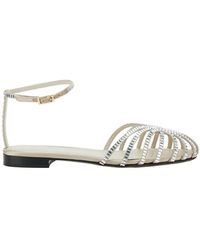 ALEVI - 'rebecca' White Sandals With Crystals In Viscose And Silk Woman - Lyst