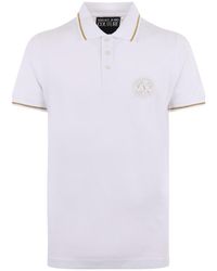 Versace - Logo Emblem Cotton Polo Shirt - Lyst