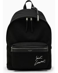 Saint Laurent - City Backpack With Embroidery And Trim - Lyst