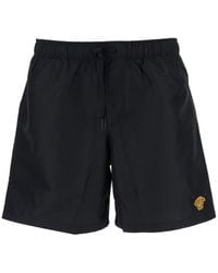 Versace - Swim Shorts With Elastic Drawstring Waist And Medusa Embroidery On The Front - Lyst