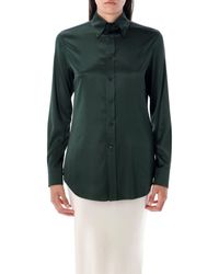 Ralph Lauren - Long-Sleeved Silk Shirt With Classic Collar - Lyst