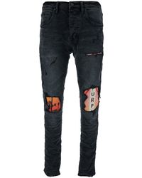 Purple Brand - Black Skinny Jeans With Purple Print And Rips In Denim Man - Lyst