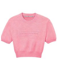 Alexander Wang - Cotton-Blend Chenille Cropped Pullover With Logo - Lyst