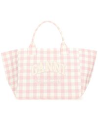 Ganni - "Vicky Check Xxl" Tote Bag - Lyst