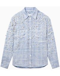 1989 STUDIO - Embroidered Flannel Shirt Sky - Lyst