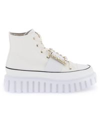 Roger Vivier - Viv' Go-thick Canvas High-top Sneakers With Buckle - Lyst