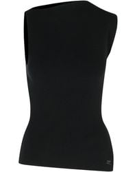 Courreges - 'oblique' Black Viscose Blend Tank Top - Lyst