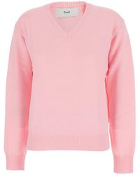DUNST - V-Neck Sweater With Ribbed Details - Lyst