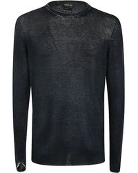 Avant Toi - Round Neck Linen Pullover With Shadows - Lyst