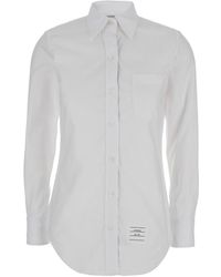 Thom Browne - Classic Point Collar Shirt W/ Rwb Grosgrain Placket - Lyst
