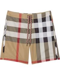 Burberry Synthetic Guildes Big Check Swim Shorts Beige in Black for Men |  Lyst