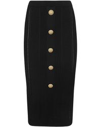 Balmain - High Waist Five Button See Through Knit Midi Skirt Clothing - Lyst