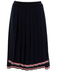 Thom Browne - Knitted Pleated Midi Skirt - Lyst