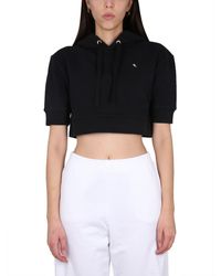 Raf Simons - Cropped Sweatshirt With Drawstring Hood - Lyst