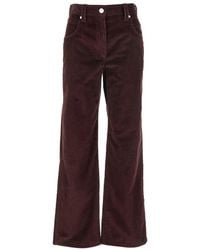 Brunello Cucinelli - Bordeaux Corduroy Pants With Concealed Front Closure - Lyst