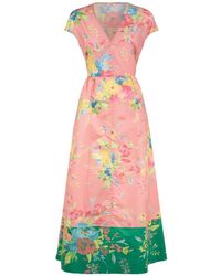 Aspesi - Floral Patterned Cotton Long Dress - Lyst