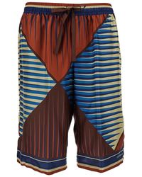 Dolce & Gabbana - Bermuda Shorts With Multicolor Geometric Print In Silk Man - Lyst