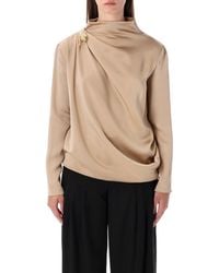 Fabiana Filippi - Satin Draped Blouse With Jewel Detail - Lyst