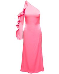 David Koma - Pink Monoshoulder Dress With Ruches Detailing - Lyst