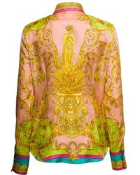 Versace Woman's Multicolor Silk Twill Shirt With Heritage Print