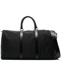 Kiton - Nylon And Leather Duffle Bag With Logo Print - Lyst
