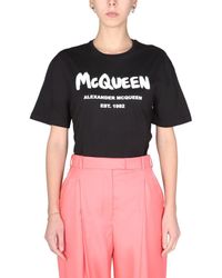 Alexander McQueen - T-shirt With Graffiti Logo Print - Lyst